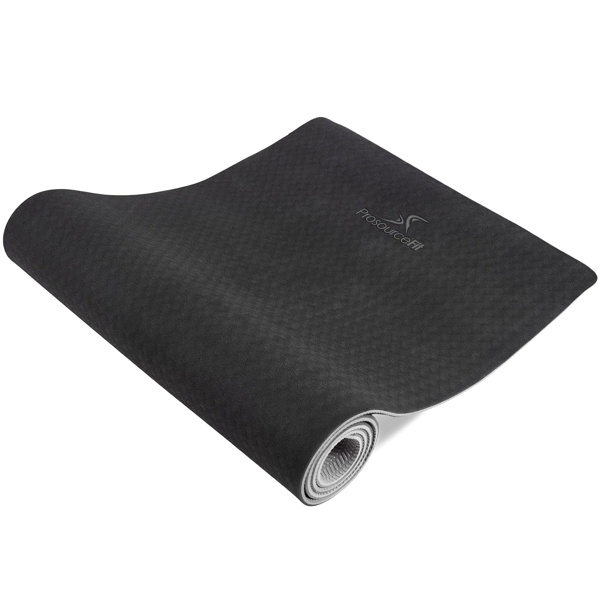 ProsourceFit Natura TPE Yoga Mat in green and grey, 72 inches long and 6mm thick with non-slip surface