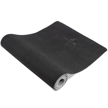 ProsourceFit Natura TPE Yoga Mat in green and grey, 72 inches long and 6mm thick with non-slip surface