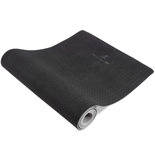 ProsourceFit Natura TPE Yoga Mat in green and grey, 72 inches long and 6mm thick with non-slip surface