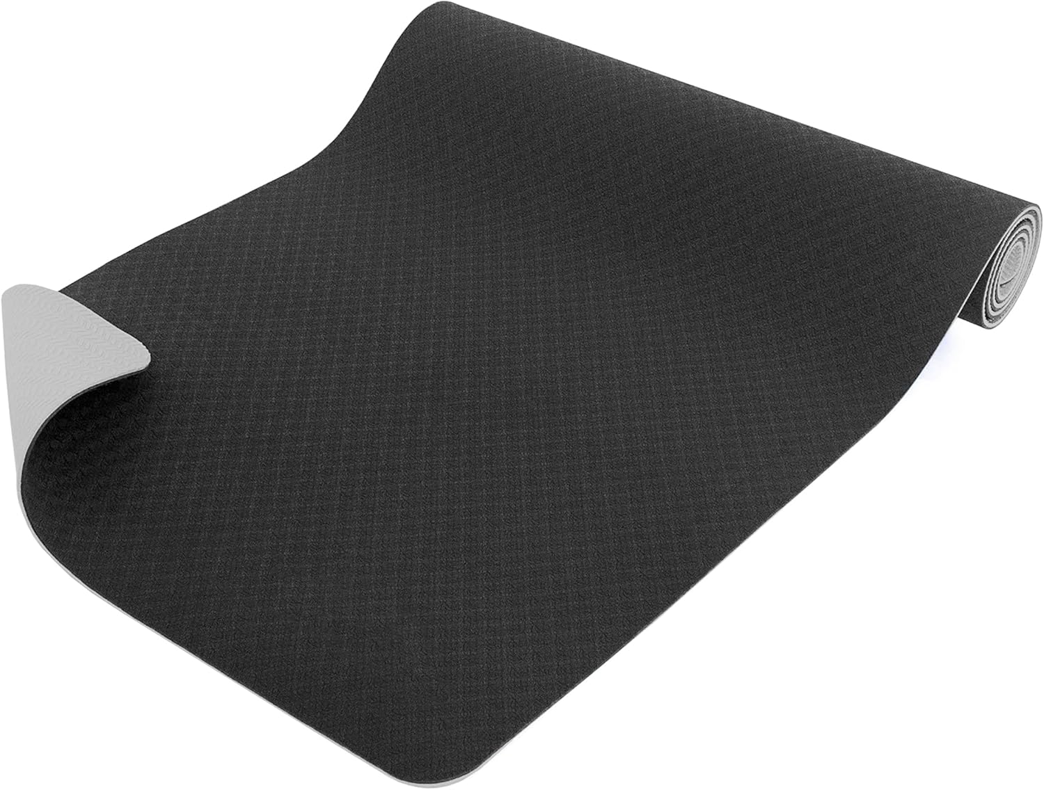 Close-up of ProsourceFit Yoga Mat showing 1/4 inch (6mm) thickness for extra cushioning and joint support