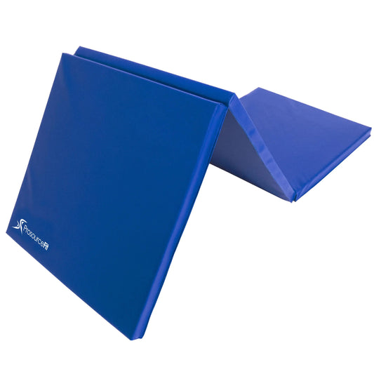 ProsourceFit 2-Inch Tri-Fold Folding Exercise Mat in black, fully extended for workouts