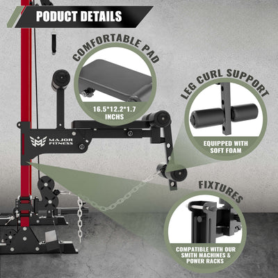 Major Fitness Rack-Mounted Leg Extension Attachment – Adjustable Leg Extension & Lat Pulldown Seat for Power Rack & Smith Machine