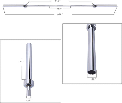 Dimension diagram of Signature Fitness 7 foot barbell including shaft length and sleeve length