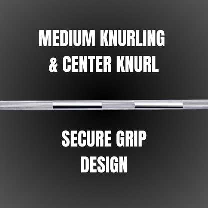 Signature Fitness 7ft Barbell with medium and center knurling for a secure grip during all workouts