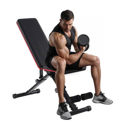 Sweetcrispy adjustable weight bench in black with incline setting