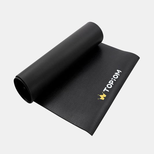 Topiom Non-Slip Fitness Equipment Mat 97x37 Inch on hardwood floor under rowing machine