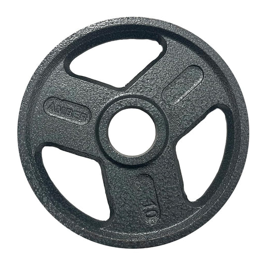Tri-Grip Olympic Weight Plates Set – Heavy-duty cast iron plates with 2-inch holes for barbells.