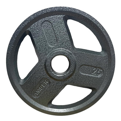 Tri-Grip Olympic Weight Plates Set – Heavy-duty cast iron plates with 2-inch holes for barbells.