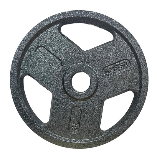 Tri-Grip Olympic Weight Plates Set – Heavy-duty cast iron plates with 2-inch holes for barbells.
