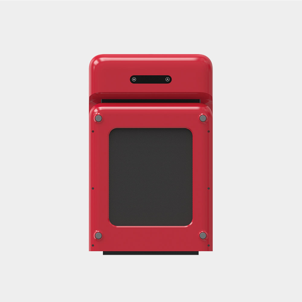 Folded view of red WalkingPad C2 treadmill