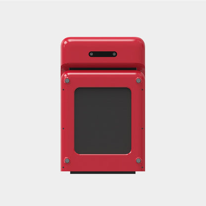 Folded view of red WalkingPad C2 treadmill