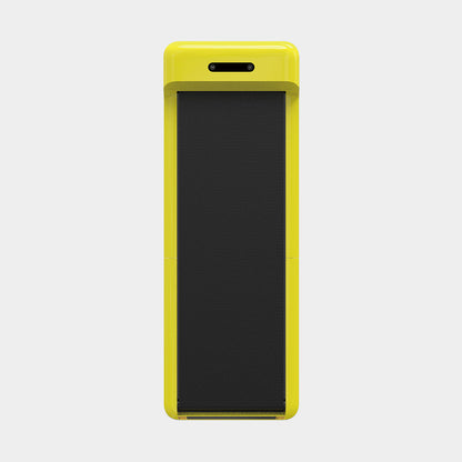 Full front view of yellow WalkingPad C2 treadmill in a home office setup