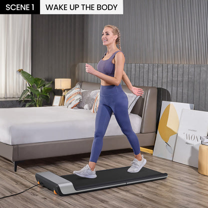 Quiet motor and low-impact design of the WalkingPad P1 treadmill ideal for home workouts.