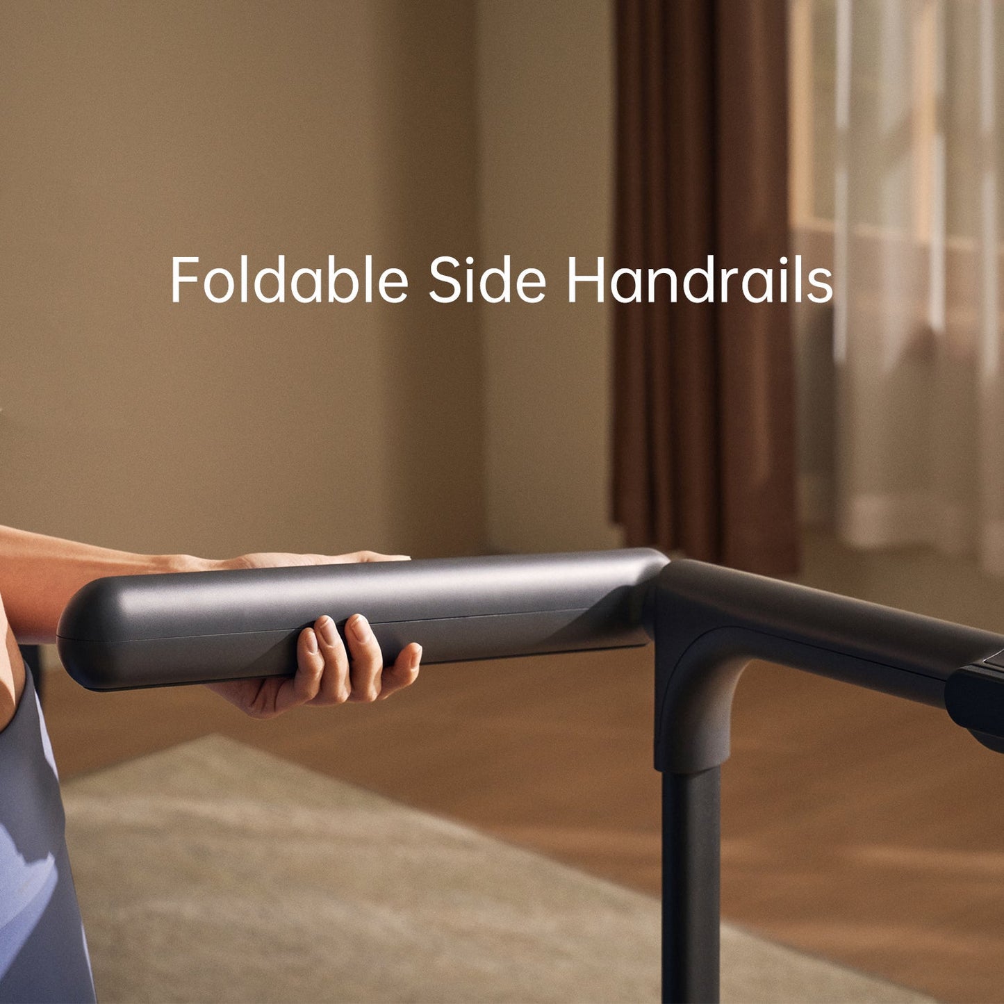Close-up of handrails on the WalkingPad R3 Hybrid Plus