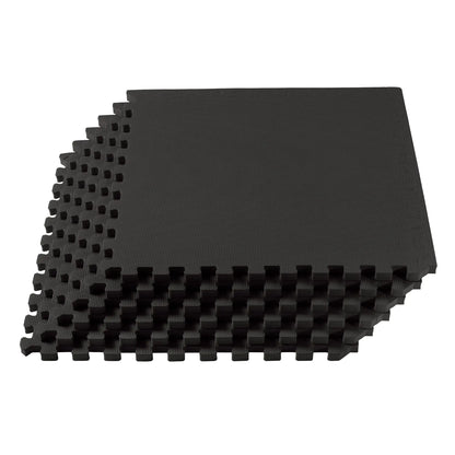We Sell Mats 1-inch thick EVA foam interlocking floor tiles in black, ideal for home or gym flooring