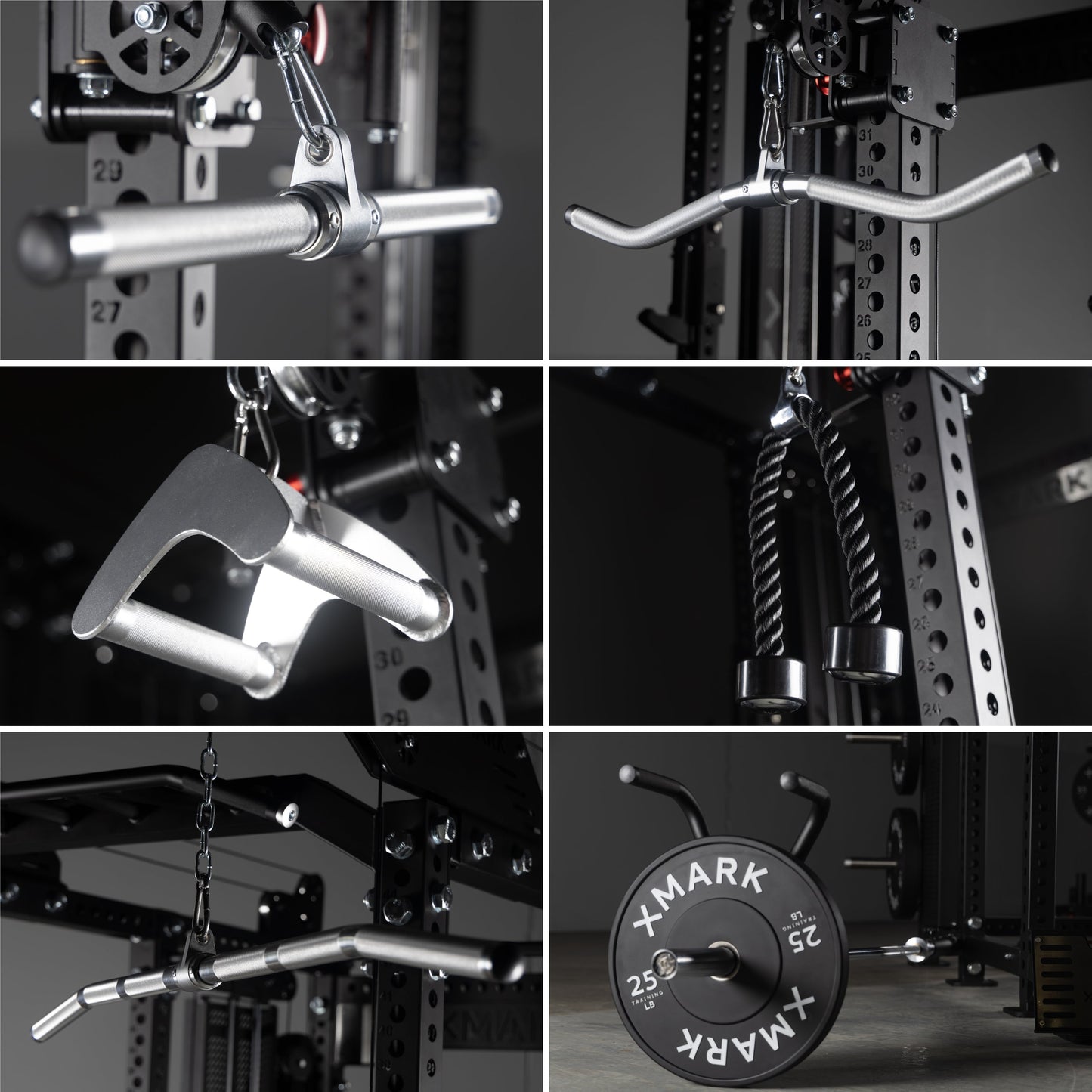 Compatible attachments for the XMark Commercial Power Rack with Pulley System