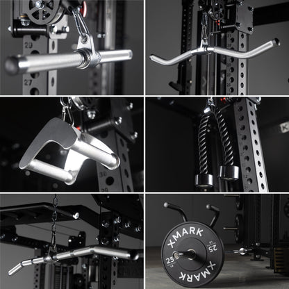 Compatible attachments for the XMark Commercial Power Rack with Pulley System