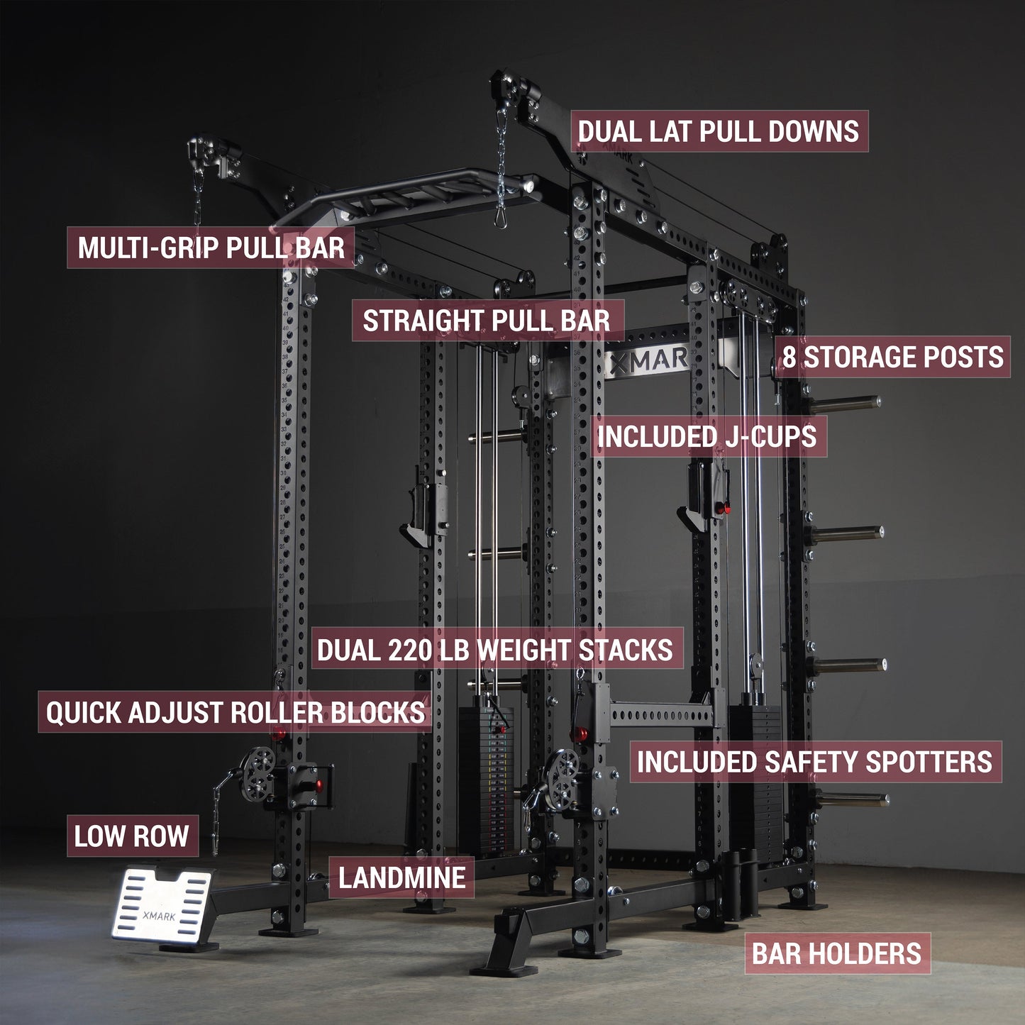 Full features of XMark Commercial Power Rack with Pulley System