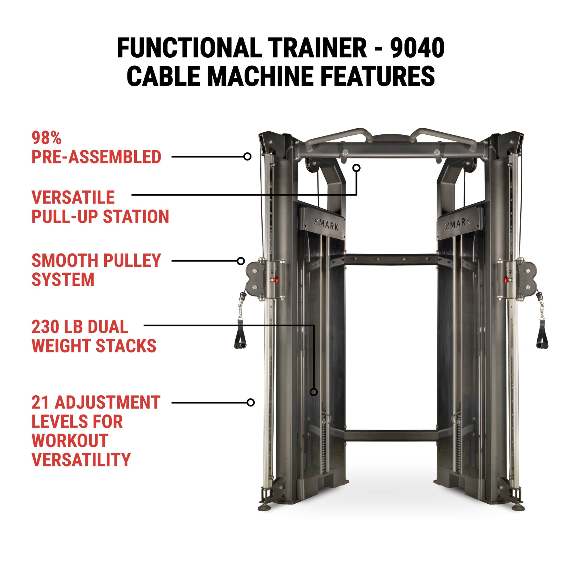 Features included with XMark functional trainer