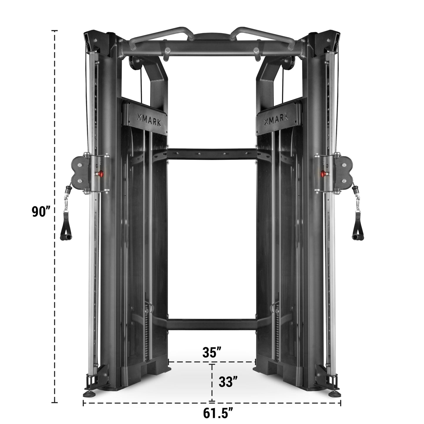XMark FT-9040 Functional Trainer dimensions 33" x 61.5" x 90"