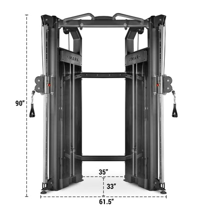 XMark FT-9040 Functional Trainer dimensions 33" x 61.5" x 90"