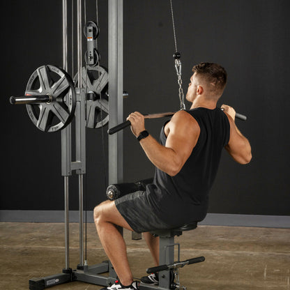 Lat pulldown on the XMark Lat Pull‑Down Machine with Low‑Row station