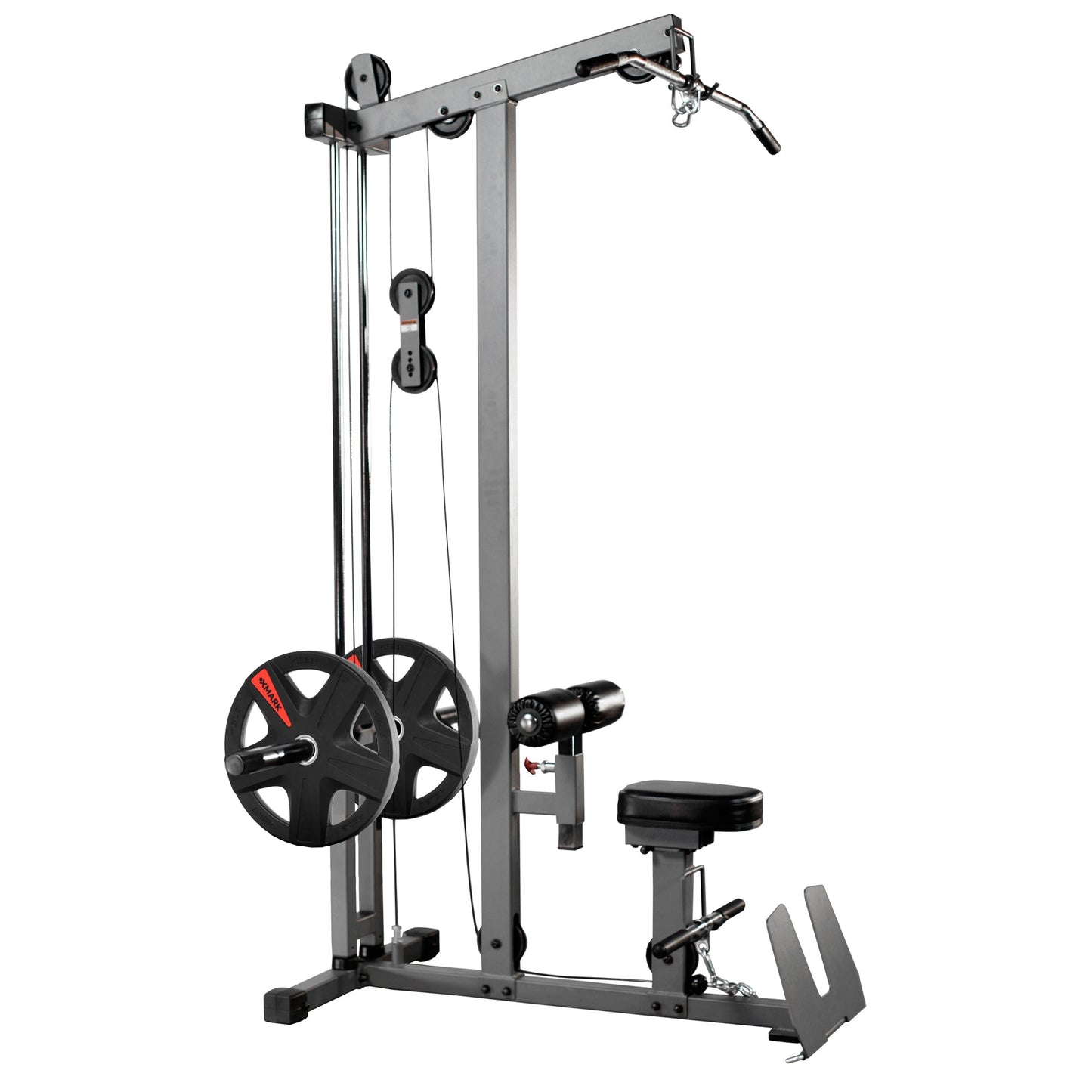 Side view of XMark Lat Pull‑Down Machine with Low‑Row station