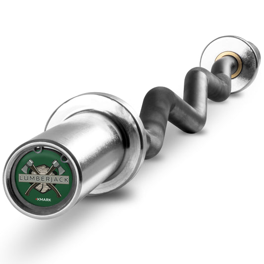 XMark Lumberjack EZ Curl Barbell with 25mm angled grips for wrist-friendly workouts
