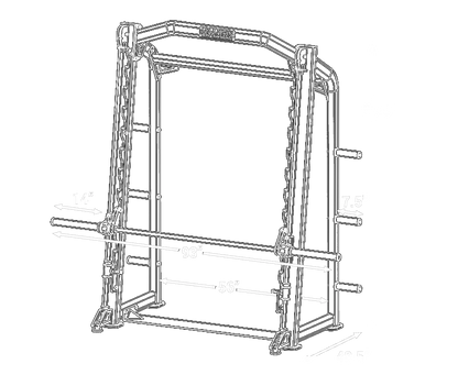 Dimensions of the XMark Commercial Smith Machine with steel frame and guide rods