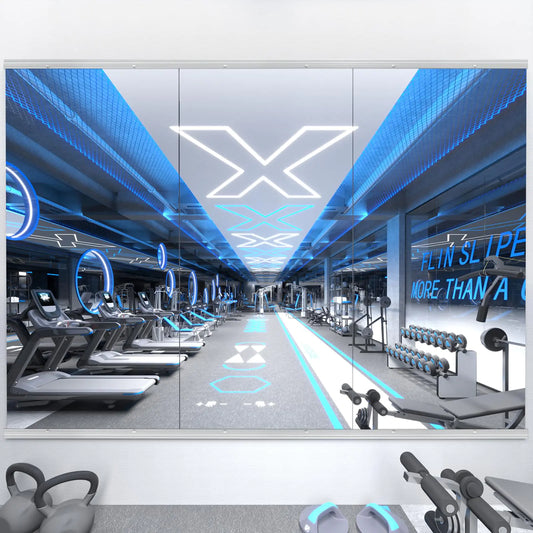 Yarnuwa 3 pack 56"x16" frameless wall-mounted gym mirror with tempered glass, shown from front angle