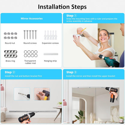 Yarnuwa gym mirror mounted on wall in home workout room, demonstrating installation and placement