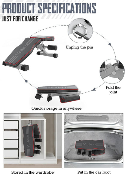 YOLEO Adjustable Weight Bench specification features