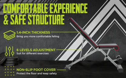 High-Density Foam Padding and adjustable levels on YOLEO Bench
